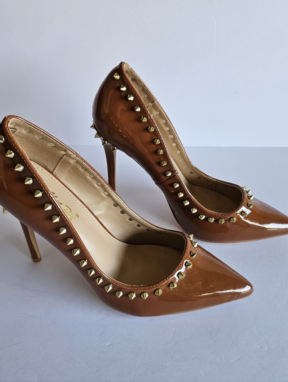 Elegant Tan Studded Women's Heels